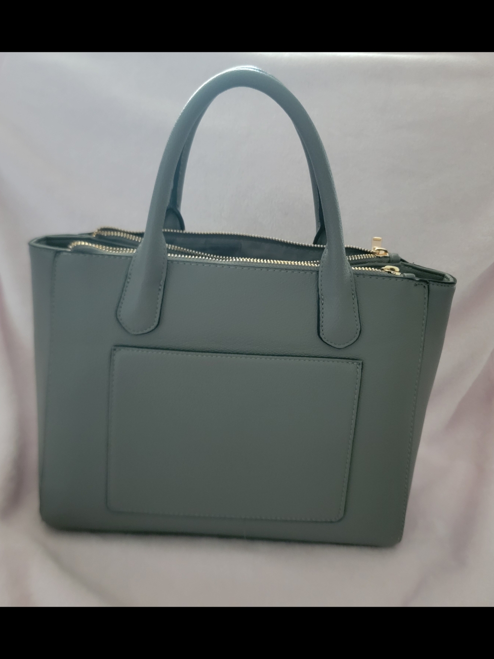 Structured Slate Gray Top-Handle Tote Bag - Unbranded